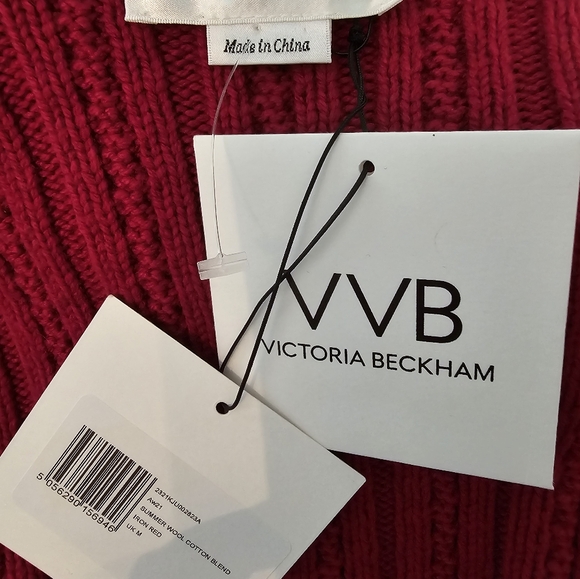 VVB VICTORIA BECKHAM BURGUNDY COTTON AND WOOL SLEEVELESS SWEATER UK Sz M - Picture 14 of 14
